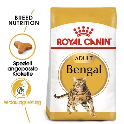 Royal Canin Adult Bengal Katzenfutter. Speziell angepasste Krokette für Verdauungsleistung. Breed Nutrition.