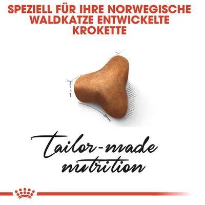 Speziell für norwegische Waldkatzen entwickelte Krokette. Tailor-made nutrition.