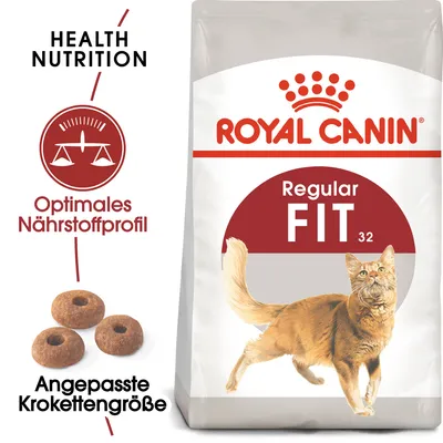 Royal Canin Regular Fit 32 hrana za mačke. Optimalen hranilni profil, prilagojena velikost briketov. Health Nutrition za uravnoteženo prehrano.