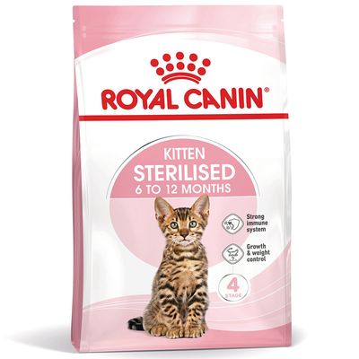 Royal Canin Kitten Sterilised 6–12 months, immagine confezione con gattino e scritta Top Seller in alto a destra