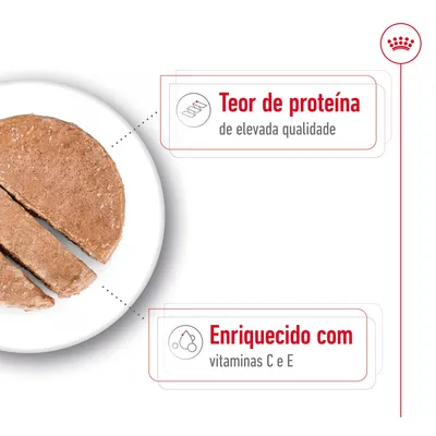 Teor de proteína de elevada qualidade. Enriquecido com vitaminas C e E.