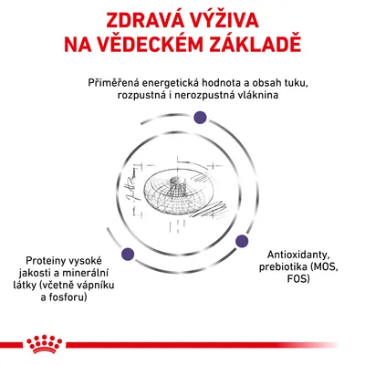 ZDRAVÁ VÝŽIVA NA VĚDECKÉM ZÁKLADĚ, přiměřená energetická hodnota, tuk, vláknina, proteiny vysoké jakosti, minerální látky, antioxidanty, prebiotika (MOS, FOS)