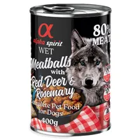 4 + 2 gratis! 6 x 400 g alpha spirit Dog Meatballs - Rothirsch & Rosmarin