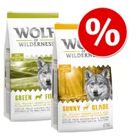 Výhodné miešané balenie 2 x 12 kg Wolf of Wilderness - losos + divina