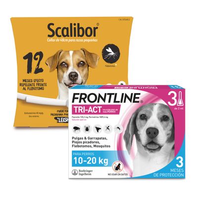 Scalibor collar para perros medianos y grandes, 12 meses de protección. Frontline Tri-Act Spot-on para perros de 20 a 40 kg, 3 x 4 ml, protección contra pulgas, garrapatas y mosquitos. Oferta con porcentaje de descuento.
