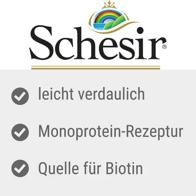 Schesir. Leicht verdaulich, Monoprotein-Rezeptur, Quelle für Biotin.