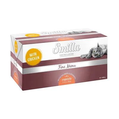 Smilla Fine Menu Cœur gourmand 8 x 100 g pour chat - poulet, saumon, épinard