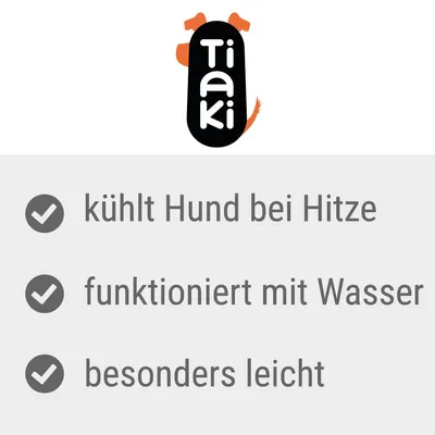 Tiaki. Kühlt Hund bei Hitze, funktioniert mit Wasser, besonders leicht.