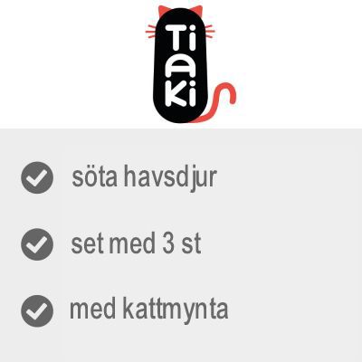 Tiaki. Söta havsdjur, set med 3 st, med kattmynta.