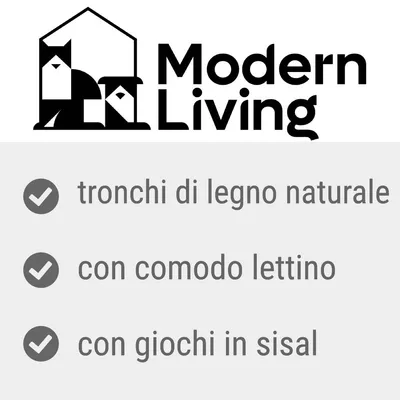 Modern Living, tronchi di legno naturale, con comodo lettino, con giochi in sisal