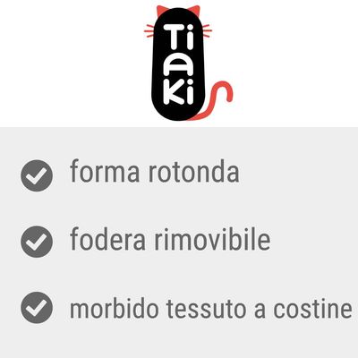 Tiaki. forma rotonda, fodera rimovibile, morbido tessuto a costine