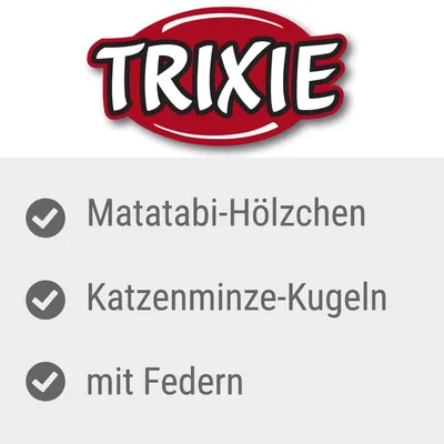Trixie. Palitos de Matatabi, bolas de hierba gatera, con plumas.