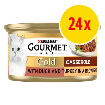 Gourmet Gold Casserole with duck and turkey in a brown sauce, 24 pack