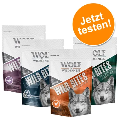 Wolf of Wilderness Wild Bites. Grain Free Snack in verschiedenen Geschmacksrichtungen. Jetzt testen!