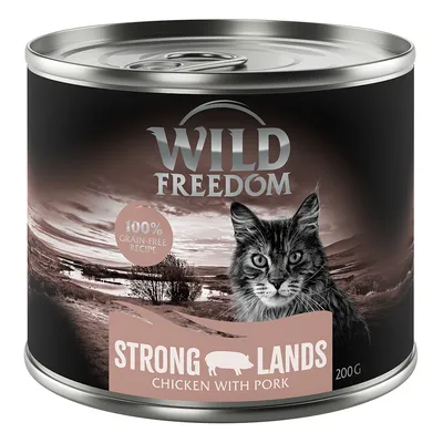 Wild Freedom Strong Lands, 200g tölkki, kanaa ja sianlihaa, 100 % viljaton resepti.