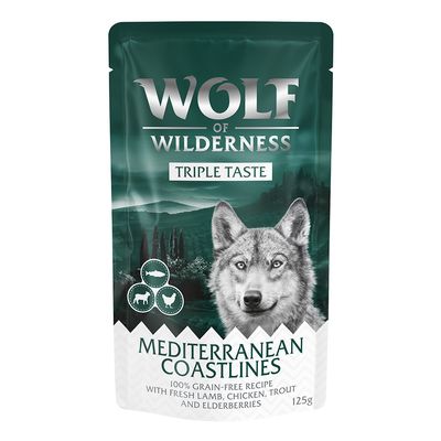 Wolf of Wilderness Adult - "Triple Taste" 12 x 125 g Mediterranean Coastlines -  Lamm, Huhn, Forelle