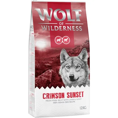 Wolf of Wilderness Crimson Sunset, φρέσκο χοιρινό με αρνί και κατσίκα, 100% χωρίς δημητριακά, 12kg.