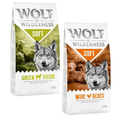  Multipack! Wolf of Wilderness Adult Soft Crocchette semi-umide per cani - Mix II: Wide Acres Pollo + Green Fields Agnello