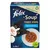Felix Soup Tender Strips, 2 packs with cod, tuna and plaice, no colourants, pouches are recyclable, 6 x 48g shown on packaging.