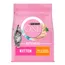 Purina ONE Bifensis Kitten, rich in chicken as number one ingredient, shown on pink packaging with a kitten image and chicken pieces.