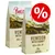 Two bags labelled 'Venison with Rabbit, 80% animal ingredients, 20% vegetables, 0% grain, adult dogs' with a red percentage discount symbol in the corner.