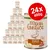 Menu Gustico Duck Grain-Free, 24 x 400g tins. Large can in front with duck illustration and visible text: 'Human-grade quality ingredients'. Smaller cans stacked behind.