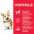 VORTEILE: Hochwertiges Protein für schlanke Muskeln, Omega-6-Fettsäuren und Vitamin E für Haut en vacht, Lamm und Reis voor gezonde spijsvertering. Tekst in het Duits.