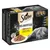 Sheba Delikatesse em molho, variedade de aves. Com pato, frango, aves e peru. Ingredientes de alta qualidade. Embalagem mostra um gato cinzento e comida húmida servida.