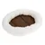Oval pet bed with white plush border and brown quilted lying surface.