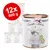 Lot de 12 boîtes Terra Canis Hypoallergen pour chien, 800 g chacune, saveur autruche avec panais, sans céréales. Texte visible : 100 % ingrédients naturels, qualité alimentaire humaine.