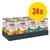 Confezione da 24 lattine Animonda Carny Cat Drink, varianti visibili: mit Huhn e mit Thunfisch, senza latte. Testo grande giallo: 24x.