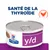 Texte visible : SANTÉ DE LA THYROÏDE. Boîte Hill’s Prescription Diet y/d, image de poulet orange, étiquette violette sur l’emballage.