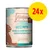 Mjamjam Gute Pute, purer Fleischgenuss aus zartem Putenfleisch, getreidefrei. Gelber Kreis mit rotem Text: 24x. Mjamjam Gute Pute, purer Fleischgenuss aus zartem Putenfleisch, getreidefrei. Gelber Kreis mit rotem Text: 24x.