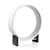Large white exercise wheel with black plastic stand, circular design, made from smooth plastic. No visible branding or text.