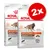 Två påsar Royal Sporting Life Energy 4300 hundfoder, text: 'Running, Obedience, Tracking', 'ADULT ALL SIZES', stor röd cirkel med '2x' i vitt. Två påsar Royal Sporting Life Energy 4300 hundfoder, text: 'Running, Obedience, Tracking', 'ADULT ALL SIZES', stor röd cirkel med '2x' i vitt.
