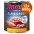 Rocco Classic Pork, boîte 800 g avec bœuf et poulet, lot de 12 x 800 g, 100 % ingrédients frais, recette sans céréales. Texte en anglais et allemand visible sur l'emballage.