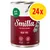 Smilla Beef Pot with duck, contains taurine, grain-free, 400g tin. Pack of 24 indicated in yellow circle.