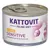 Scatoletta Kattovit Feline Diet Sensitive mit Huhn, Hypoallergene Schonkost. Etichetta con silhouette di gatto e simbolo stomaco. Testo in tedesco visibile sull'etichetta.