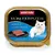 Barquette Animonda Vom Feinsten Adult pour chat, avec saumon et crevettes. Texte visible : mit Lachs + Shrimps, with Salmon + Shrimps, avec saumon + crevettes.