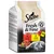 Sheba Fresh & Fine in Sauce, 6x50g. 4x med nötkött, 2x med kyckling. Förpackning av 100% återvinningsbart papper. Visad: grå katt och serverad kattmat.