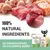 100% NATURAL INGREDIENTS. NO PRESERVATIVES OR COLORINGS ADDED. Schesir. Tekst na engleskom jeziku, pakiranja hrane za mačke i komadi sirove ribe vidljivi.