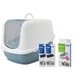 Savic Katzentoilette Nestor Jumbo - Toilette blaustein / weiss + 2 extra Filter + 6 Bag it up