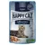 Confezione Happy Cat Culinary 1+ years Quellwasser Forelle spring water trout, immagine di gatto e piatto con bocconcini. Testo: anche per gatti sterilizzati, All in One, natural life concept.