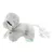Jouet pour animal en forme d’éléphant gris, peluche avec pattes colorées et queue en corde blanche nouée, défenses en corde beige visibles.