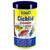 Boîte Tetra Cichlid Granules, aliment complet pour cichlidés. Texte visible : santé, croissance et couleurs éclatantes. Images de poissons colorés et granulés flottants. Boîte Tetra Cichlid Granules, aliment complet pour cichlidés. Texte visible : santé, croissance et couleurs éclatantes. Images de poissons colorés et granulés flottants.