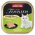 Animonda Vom Feinsten Mildes Menü pure turkey. Serving suggestion with cat motif and product image on green background.