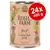Rosie's Farm Country-Style Beef ADULT, Grain Free Recipe, balenie 24×400 g. Ilustrácia psa a kravy na etikete konzervy. Rosie's Farm Country-Style Beef ADULT, Grain Free Recipe, balenie 24×400 g. Ilustrácia psa a kravy na etikete konzervy.