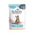 Schesir Kitten Care 3–12, complete & balanced in jelly, tonijn. Afbeelding van kitten op de verpakking. Tekst: Tonnetto, Tuna, Thon.