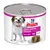Tin labelled for small and mini adult, 1-6 years, up to 10kg, with beef mousse. Includes image of food portion and animal illustration. Text: dog food. Tin labelled for small and mini adult, 1-6 years, up to 10kg, with beef mousse. Includes image of food portion and animal illustration. Text: dog food.