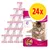 Confezione da 24 bustine di cibo per gattini, marchio Lamb Junior, gusto agnello, 74 %, extra vitamins, high protein, immagine di un gattino sulla confezione. Confezione da 24 bustine di cibo per gattini, marchio Lamb Junior, gusto agnello, 74 %, extra vitamins, high protein, immagine di un gattino sulla confezione.